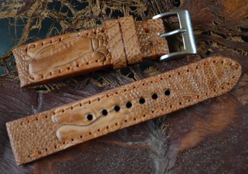 Handgefertigtes Uhrenarmband Havanna Braun Straußenbein 22mm 20mm 18mm von MANSAREA