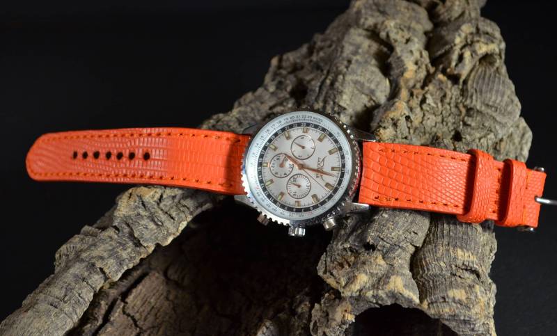 Ma Uhrenarmband 22 20 18 Mm Orange Matt Echte Lizard Skin Band Passt Fürrolex Seiko Iwc Omega Etc Handmade Spanien von MANSAREA