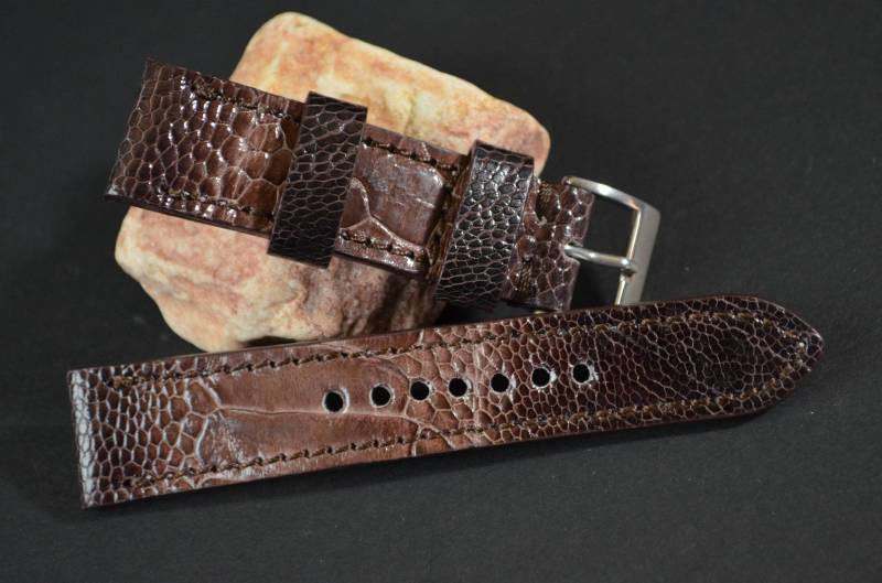 Ma Uhrenarmband 22 20 18 Mm Zimtbraun Glänzendes Echtes Straußenbein Hautband Passend Fürrolex Omega Breitling Etc Classic Style Handmade Spanien von MANSAREA