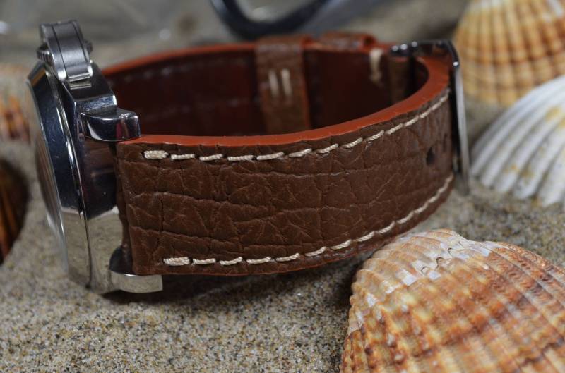 Ma Uhrenarmband 24 Mm Echt Shark Skin Kaffee Braun Passend Für Panerai Breitling Seiko Omega Etc Handmade Spain von MANSAREA