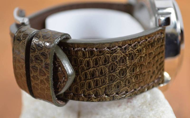 Ma Uhrenarmband 24 Mm Genuine Lizard Skin Mokka Braun Glänzend Passend Für Panerai Breitlingrolex Omega Etc Handmade Spain von MANSAREA