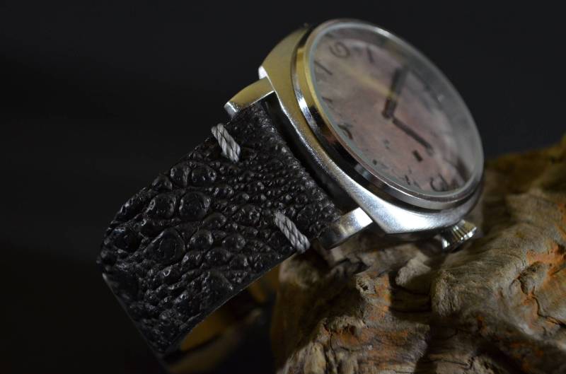 Ma Uhrenarmband 26 24 22 Mm Anthrazit Schwarz Echte Krötenhaut Passt Für Panerai Breitling Invicta Usw Handgefertigt Von Atelier Mansarea Spain von MANSAREA