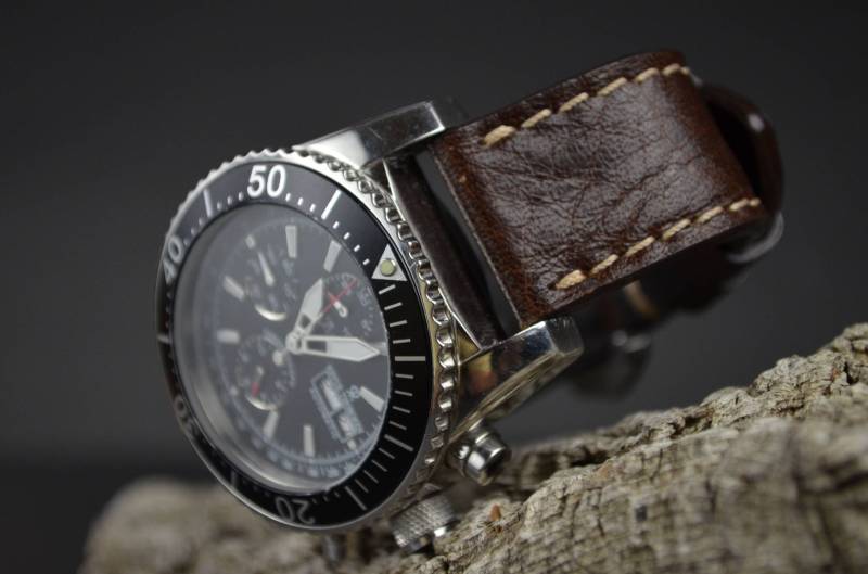 Ma Uhrenarmband 26 24 22 Mm Braun 2 Echtes Kalb Carabu Leder Passt Panerai Harley Breitling Omega Usw Handmade Spain von MANSAREA