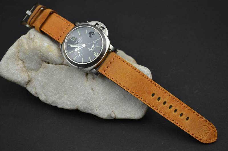 Ma Uhrenarmband 26 24 22 Mm Braun Haselnuss Echtes Jungtier-Lederband Passt Panerai Harley Breitling Seiko Omega Etc Handmade Spain von MANSAREA