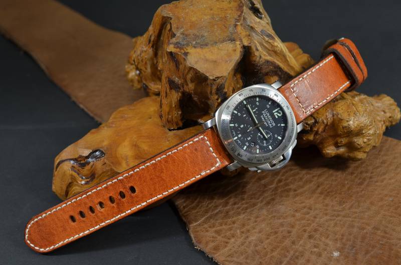 Ma Uhrenarmband 26 24 22 Mm Braun Havanna Ii Echt Hirsch Leder Band Passend Panerai Harley Omega Breitling Usw von MANSAREA