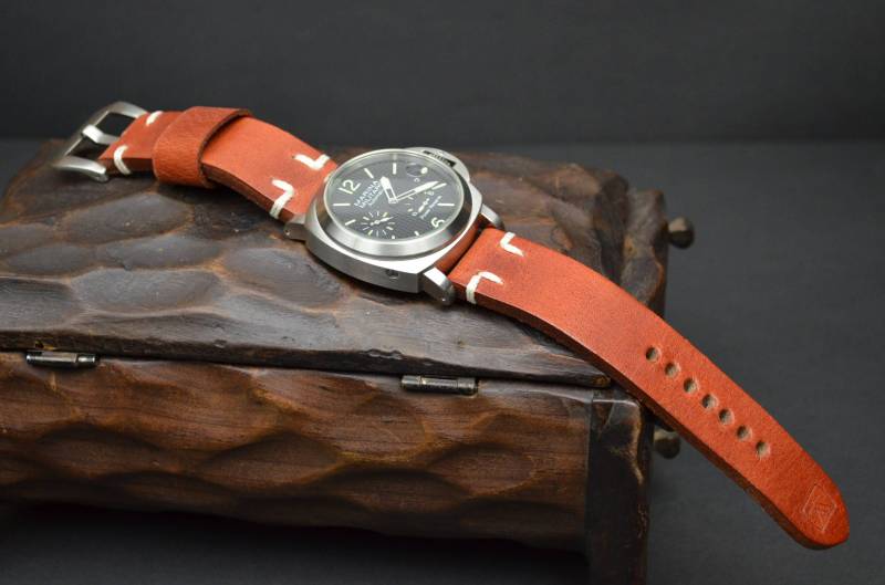 Ma Uhrenarmband 26 24 22 Mm Braun Terracotta Ii Echtes Büffelleder Passt Panerai Etc von MANSAREA