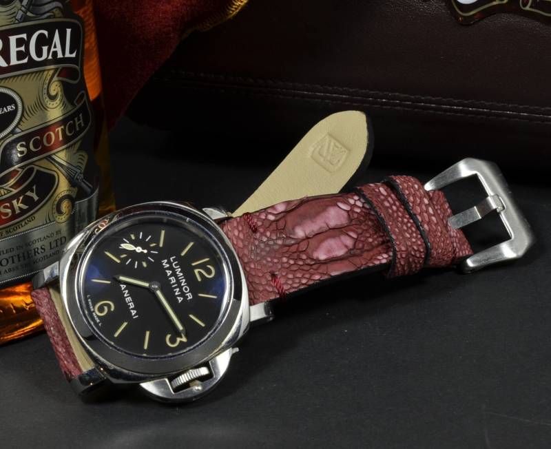 Ma Uhrenarmband 26 24 22 Mm Burgund Echt Straussenbein Haut Nubuk Passt Panerai Breitling Vollrolex Etc Handmade Spain von MANSAREA