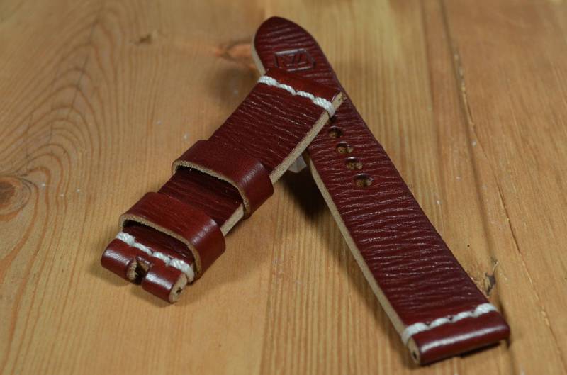 Coliseum Burgundy Ii Uhrenarmband Leder 26 24 22 Mm, Handmade Vintage Style von MANSAREA