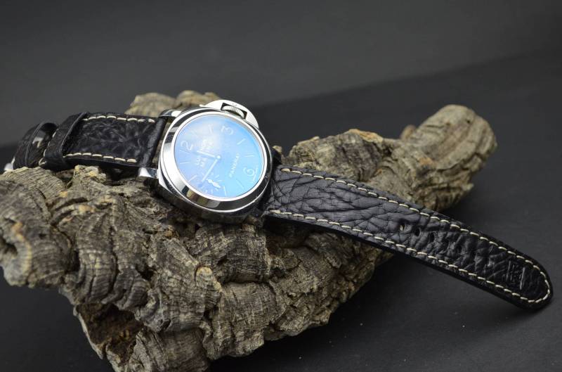 Ma Uhrenarmband 26 24 22 Mm Echtes Kalb Carabu-Leder Schwarz 2 Passend Für Panerai Harley Breitling Omega Usw Handmade Spain von MANSAREA