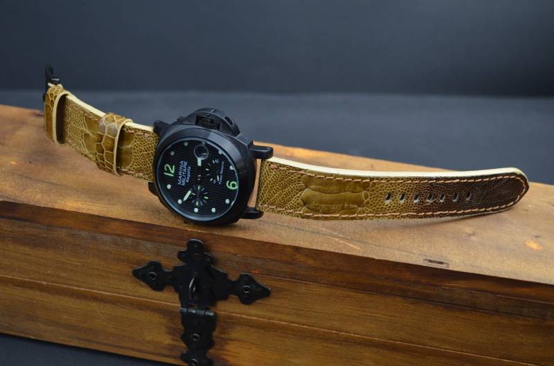 Ma Uhrenarmband 26 24 22 Mm Echt Ostrich Leg Haut Nussbaum Braun Glänzend Passend Für Panerai Breitling Armbanduhr Omega Etc Handmade Spain von MANSAREA