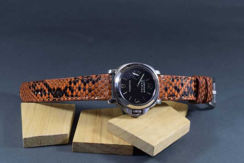Ma Uhrenarmband 26 24 22 Mm Echt Python Schlangenhaut Handmade Band Honig Braun Für Panerai Breitling Apple von MANSAREA