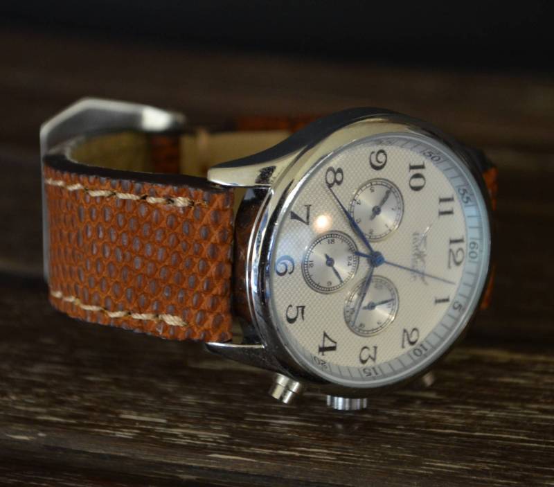 Ma Uhrenarmband 26 24 22 Mm Echte Echsenhaut Camel Braun Matt Ii Passend Für Panerai Breitlingrolex Omega Etc Handmade Spain von MANSAREA