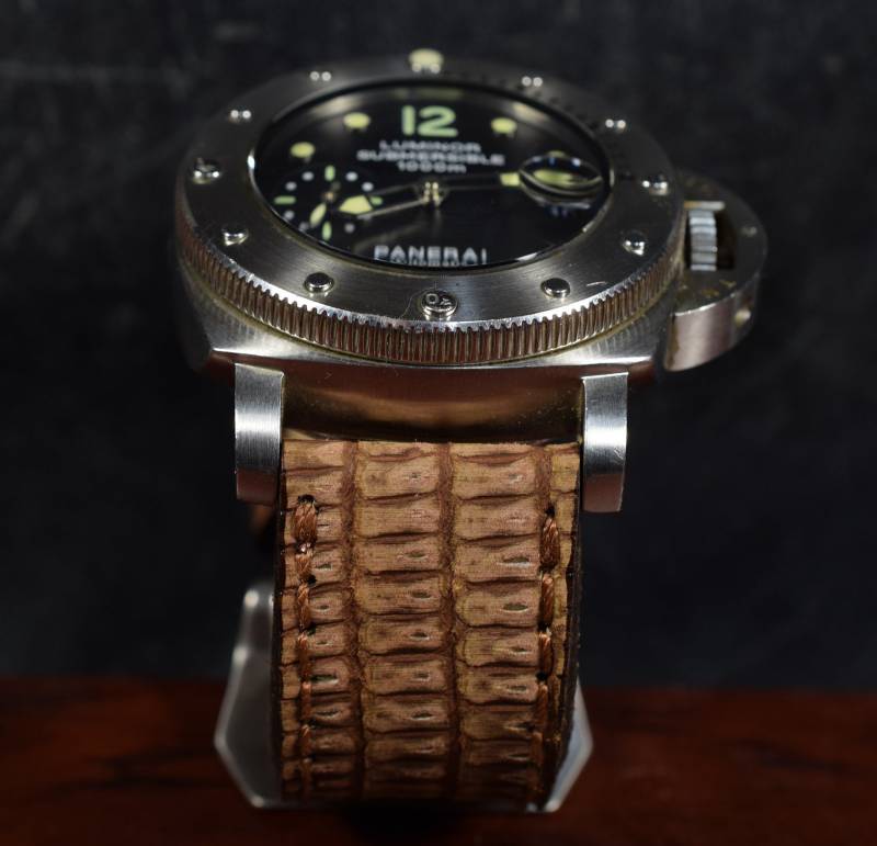 Ma Uhrenarmband 26 24 22 Mm Echte Eidechse Haut Mit Nubuk-Finish Brown Spot I Matte Passt Panerai Breitling Rolex Omega Etc Handmade Spain von MANSAREA