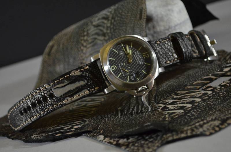 Ma Uhrenarmband 26 24 22 Mm Echte Ostrich Leg Black Phantasy Matte Passend Für Panerai Breitlingschöne Replik von MANSAREA