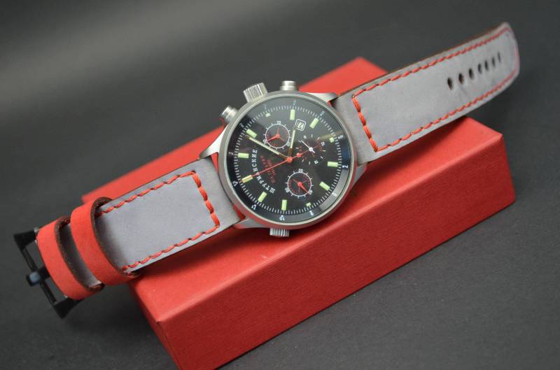 Ma Uhrenarmband 26 24 22 Mm Echt Kalb Soft Nubuck Leder Wald Grau Rot Passend Für Panerai Omega Seiko Etc Handmade Spanien von MANSAREA