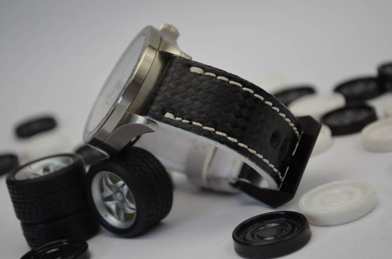 Ma Uhrenarmband 26 24 22 Mm Echtes Kalbsleder Band Simile Carbon Fibre Schwarz Weiß Passt Für Panerai Harley Breitling Etc Handmade Spain von MANSAREA