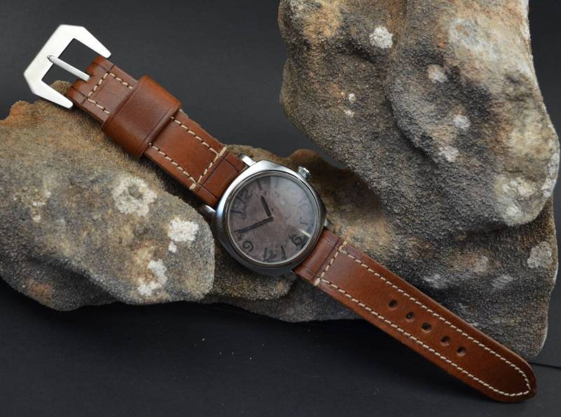 Ma Uhrenarmband 26 24 22 Mm Echtleder Band Vintage Primero Havanna Braun Ii Passend Für Panerai Breitling Robinsonand von MANSAREA