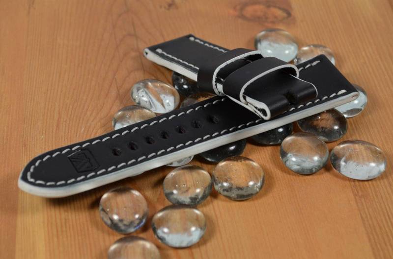 Ma Uhrenarmband 26 24 22 Mm Echtleder Kalbsleder Band Imola Schwarz Weiss Passend von MANSAREA