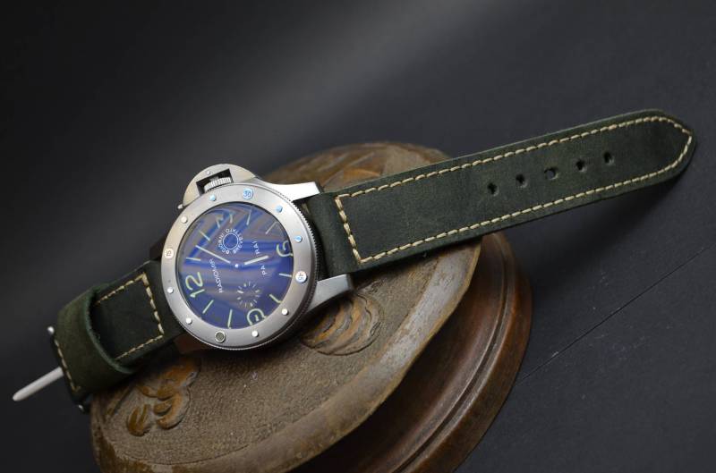 Ma Uhrenarmband 26 24 22 Mm Flex Green Ii Echt Kalb Vintage Leder Band Passend Panerai Omega Breitling Usw Handmade Spain von MANSAREA