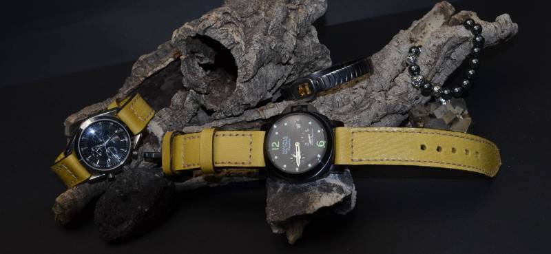 Ma Uhrenarmband 26 24 22 Mm Fonto Amarillo Vintage Echt Kalb Leder Band Passend Panerai Etc Handmade Spanien von MANSAREA