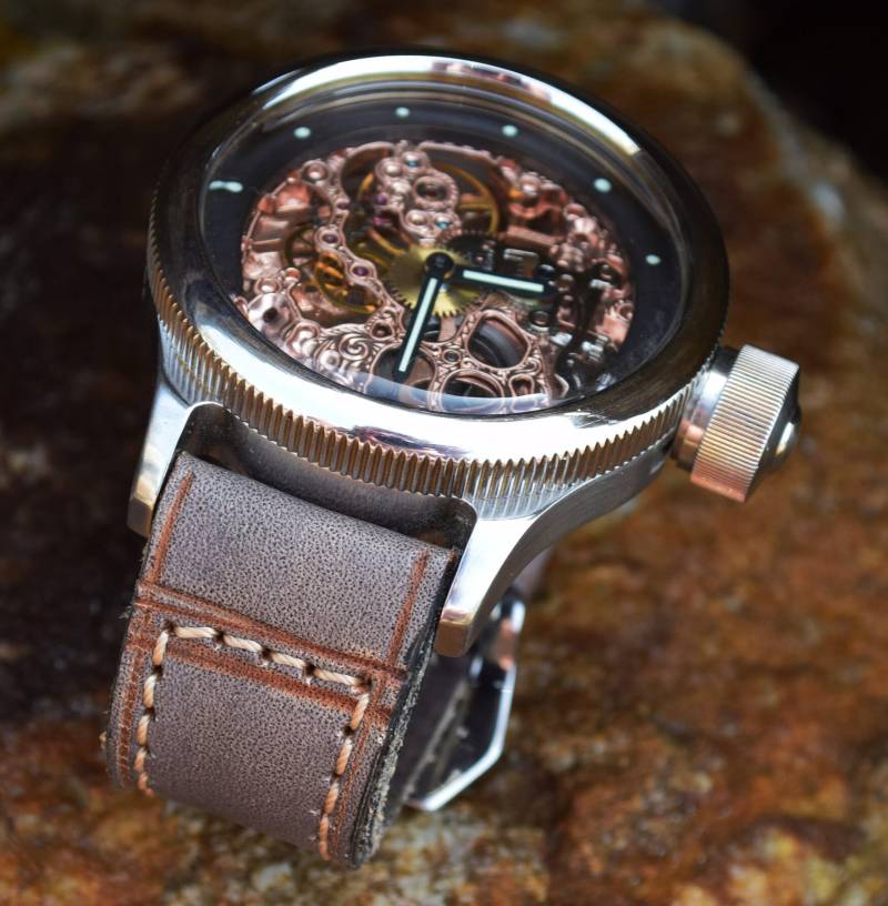 Ma Uhrenarmband 26 24 22 Mm Gadir 10 Grau Echt Leder Vintage Band Passend Panerai Omega Breitling Usw von MANSAREA