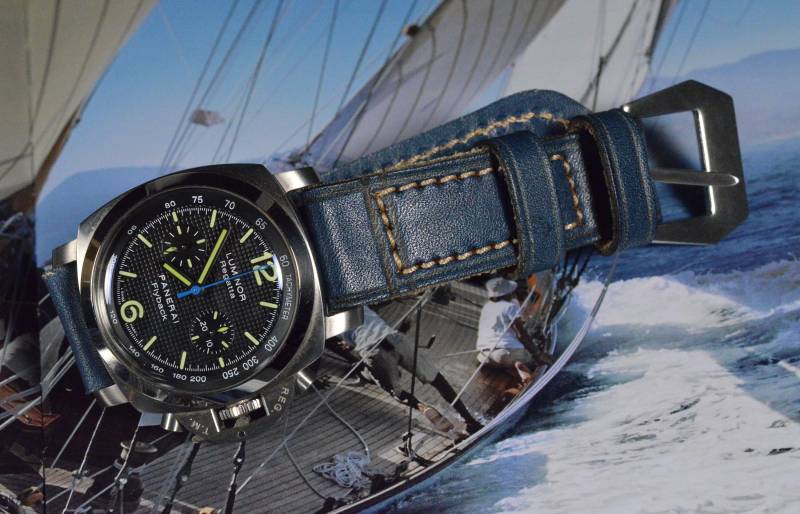 Ma Uhrenarmband 26 24 22 Mm Gadir 3 Blau Echtleder Vintage Band Passt Panerai Omega Breitling Usw Handmade Spain von MANSAREA