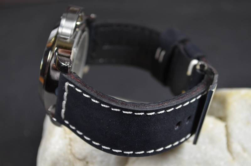 Ma Uhrenarmband 26 24 22 Mm Genuine Calf Soft Nubuck Band Vintage Schwarz 2 Passend Für Panerai Harley Seiko Etc Handmade Spain von MANSAREA