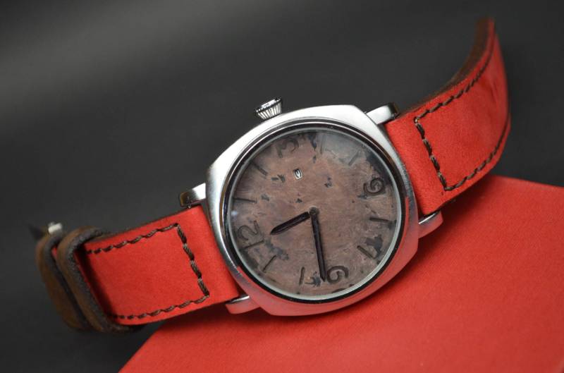 Ma Uhrenarmband 26 24 22 Mm Genuine Calf Soft Nubuck Forest Rot Braun Passend Für Panerai Seiko Omega Etc Handmade Spain von MANSAREA