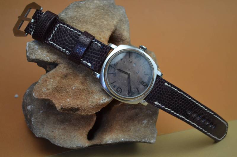 Handgefertigtes Uhrenarmband Aus Lizard Skin Burgundy Ii Shiny, 22 24 26 Mm Für Panerai von MANSAREA