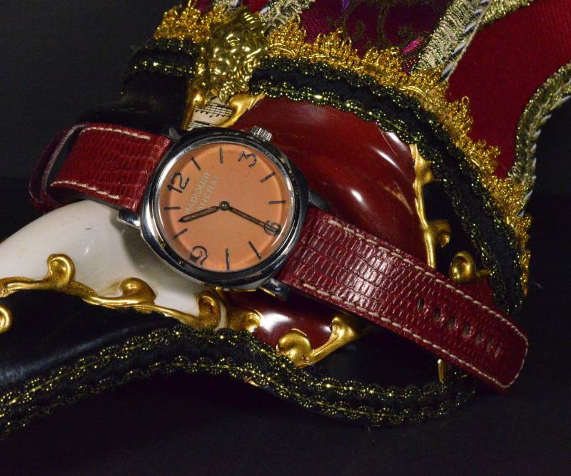 Ma Uhrenarmband 26 24 22 Mm Genuine Lizard Skin Red Granat Shiny Ii Passt Für Panerai Breitlingrolex Omega Etc Handmade Spain von MANSAREA