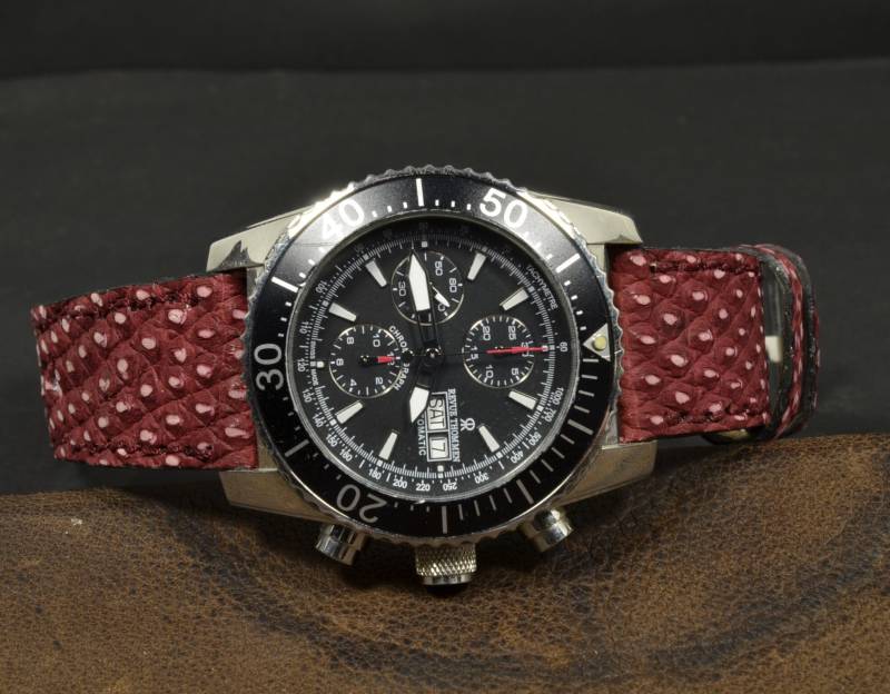 Ma Uhrenarmband 26 24 22 Mm Genuine Lizard Spott Burgundy Matte Passend Für Panerai Breitling Harley Omega Handmade Spain von MANSAREA