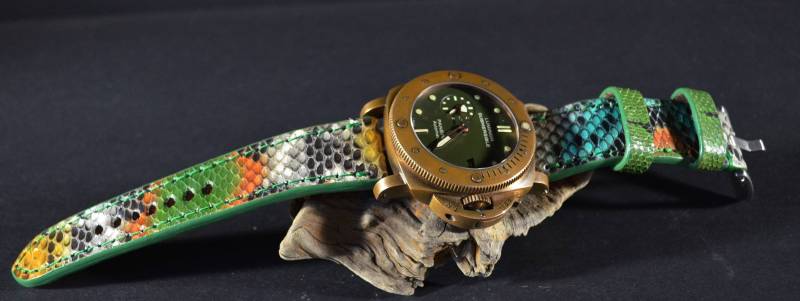 Ma Uhrenarmband 26 24 22 Mm Grün Fantasia 3 Echt Python Schlangenhaut Lederband Handmade Für Panerai Breitling Etc von MANSAREA
