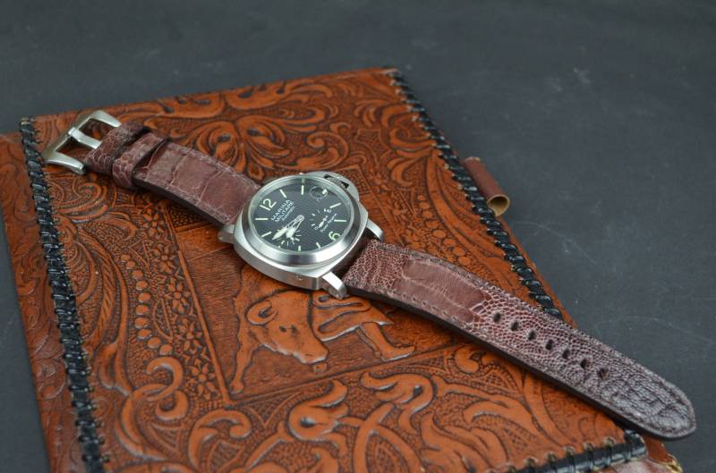 Ma Uhrenarmband 26 24 22 Mm Koralle Braun Glänzend Echte Straussen Beinhaut Passt Panerai Breitling Harley Omega Etc Handmade Spain von MANSAREA