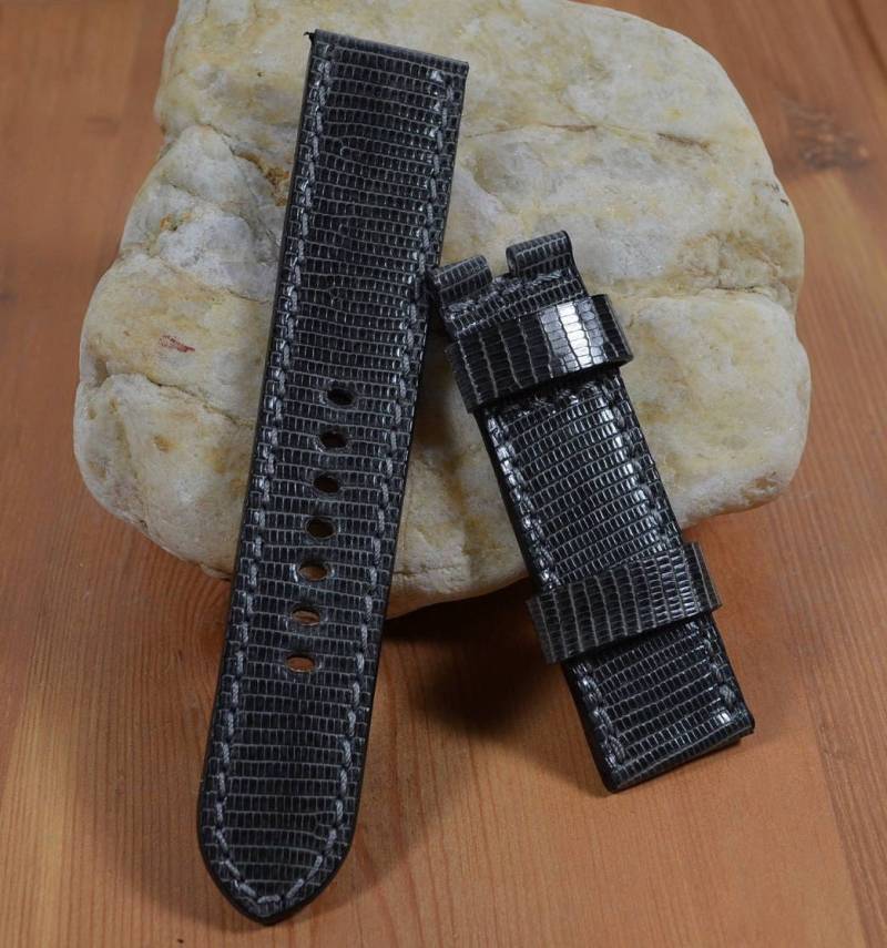 Ma Uhrenarmband 26 24 22 Mm Lizard Skin Grau Glänzend Passend Für Panerai Breitlingschöne Armbanduhr Omega Etc Handmade Spain von MANSAREA