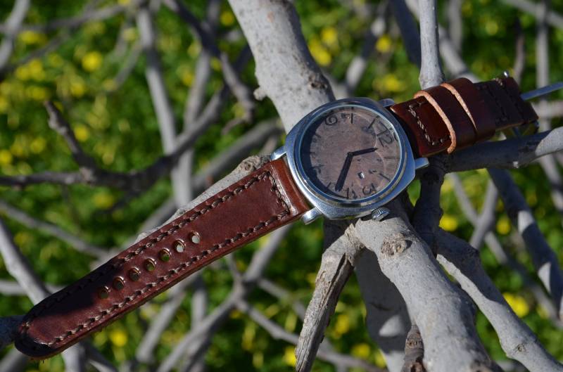 Ma Uhrenarmband 26 24 22 Mm Malaga Braun Echtes Kalb Sattellederband Passt Panerai Omega Usw Handmade Spanien von MANSAREA