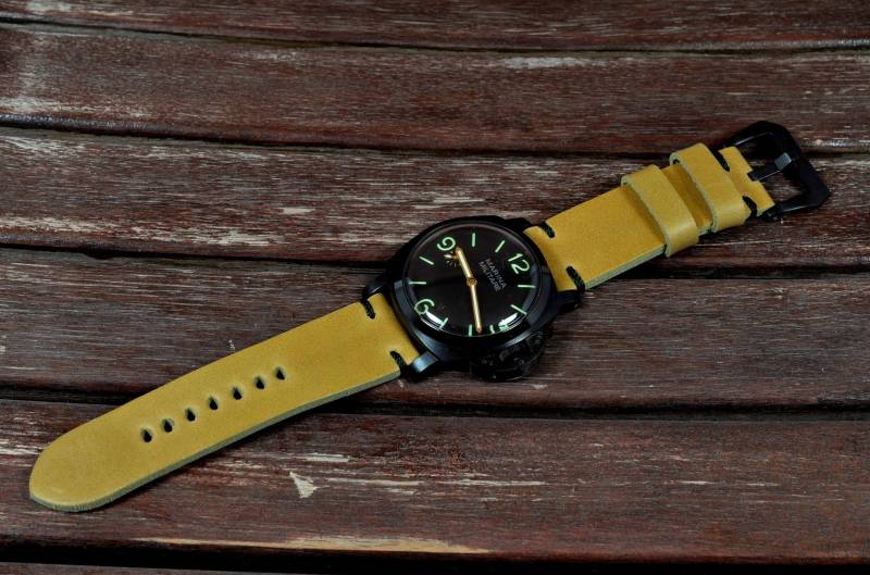 Ma Uhrenarmband 26 24 22 Mm Minimus Vi Braun Senf Echtes Kalbsleder Vintage Band Passt Panerai Harley Seiko Handmade Spanien von MANSAREA