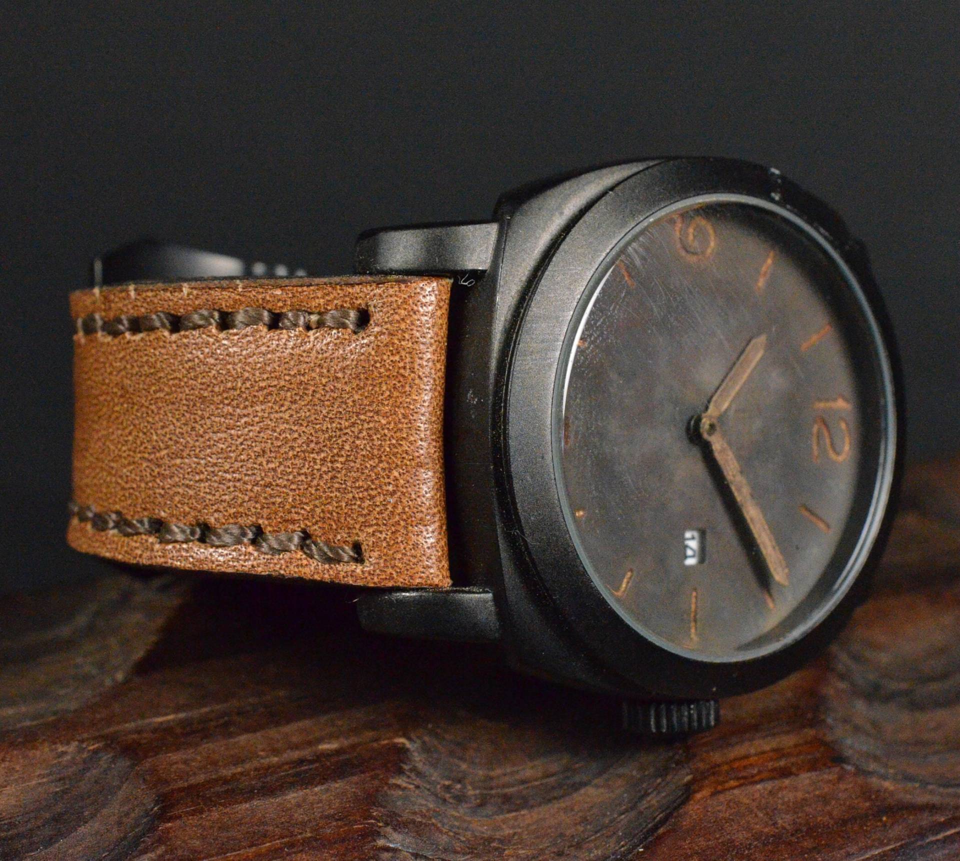 Ma Uhrenarmband 26 24 22 Mm Niebla 7 - Havanna Braun Echt Kalbsleder Vintage Band Passend Panerai Omega Breitling Usw von MANSAREA