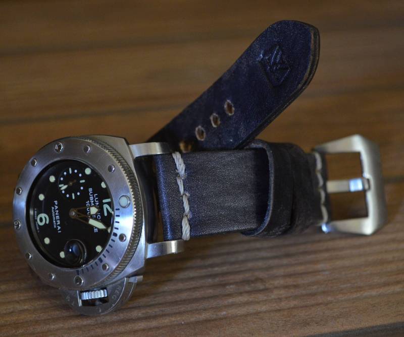 Ma Uhrenarmband 26 24 22 Mm Oil Black Iii Echtes Kalbsleder Vintage Passend Für Panerai Usw Handmade Spain von MANSAREA