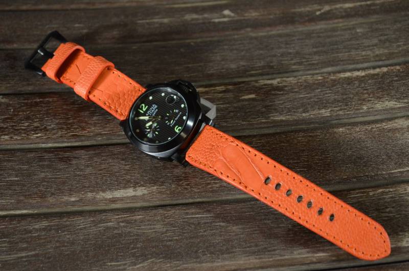 Ma Uhrenarmband 26 24 22 Mm Orange Matt Echt Straußenbein Haut Passt Panerai Breitling Armbanduhr von MANSAREA