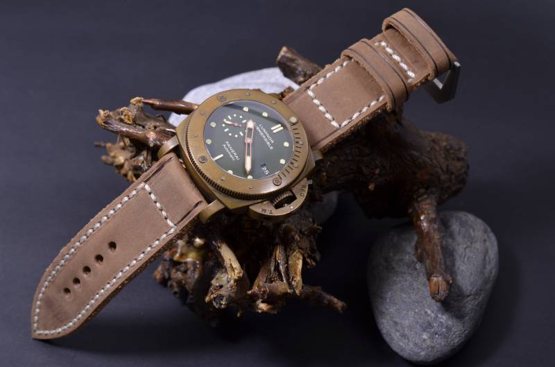 Ma Uhrenarmband 26 24 22 Mm Pul Havanna Braun Ii Echtes Kalbsleder Vintage Patina Band Passt Panerai Usw Handmade Spanien von MANSAREA