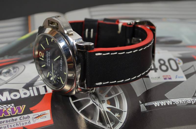 Ma Uhrenarmband 26 24 22 Mm Rot Weiß Imola Echtes Kalbs Leder Band Passend Für Panerai Harley Breitling Omega Seiko Usw von MANSAREA