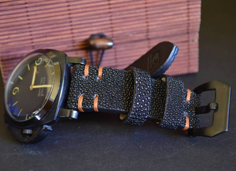 Ma Uhrenarmband 26 24 22 Mm Schwarz Braun Echt Stingray Skin Band Passt Panerai Breitling Omega Etc Handmade Spain von MANSAREA