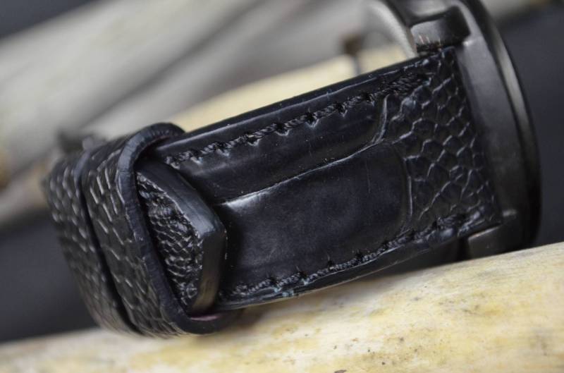 Ma Uhrenarmband 26 24 22 Mm Schwarz I Matte Echte Ostrich Leg Haut Passt Panerai Breitling Armbanduhr Für Omega Etc Handmade Spain von MANSAREA