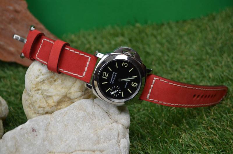 Ma Uhrenarmband 26 24 22 Mm Spring Red Ii Weiches Kalb Nubukleder Band Passend Für Panerai Armbanduhr von MANSAREA