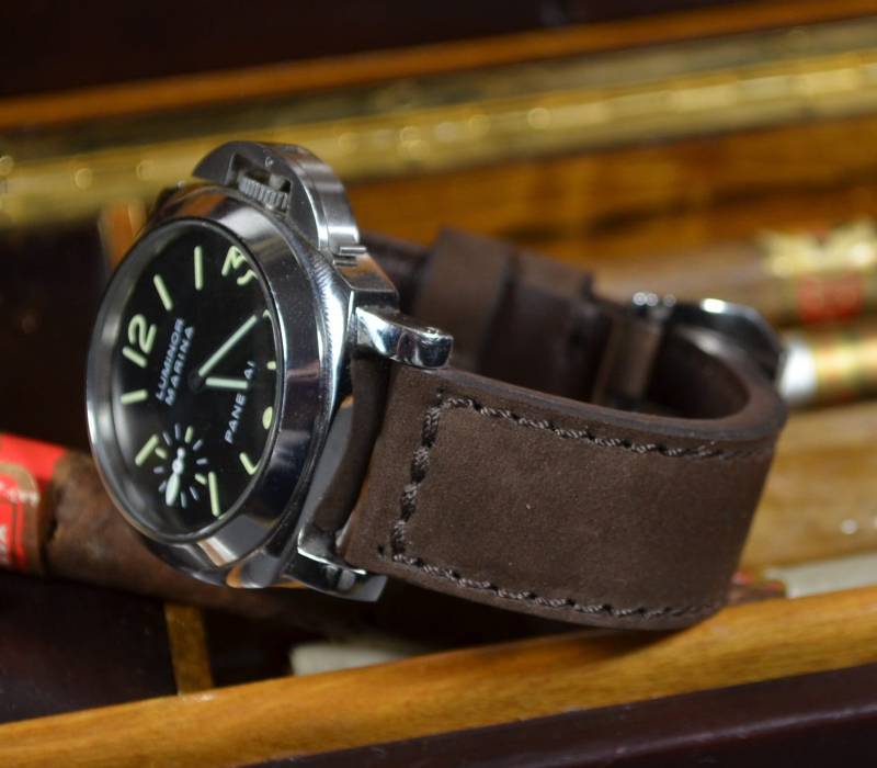 Ma Uhrenarmband 26 24 22 Mm Vintage Braun I Echtes Kalbsleder Soft Nubukleder Passend Für Panerai Seiko Etc Handmade Band Spanien von MANSAREA