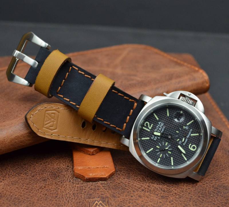 Handgefertigtes Kalb Nubukleder Uhrenarmband, Forest Schwarznuss Braun 22 24 26 Mm von MANSAREA