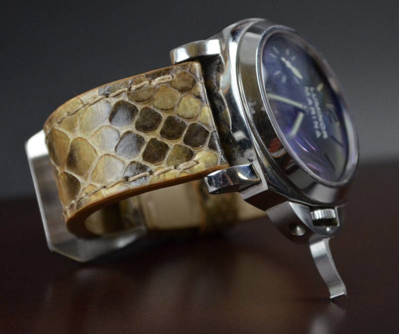 Ma Uhrenarmband 26 24 22mm Arena Braun Echt Python Lederhaut Lederband Handmade Panerai Apple Iwatch Armband von MANSAREA