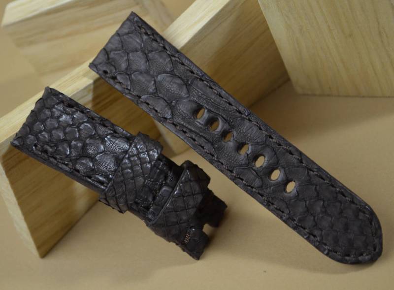 Ma Uhrenarmband 26 24 22mm Braun I Matt Echt Python Schlangenhaut Lederband Handmade Panerai Breitling Apple Armband von MANSAREA