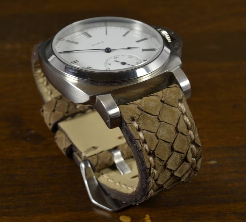Ma Uhrenarmband 26 24 22mm Echt Nubuk Python Schlangenhaut Lederband Handarbeit Beige Panerai Breitling Apple Iwatch Armband von MANSAREA
