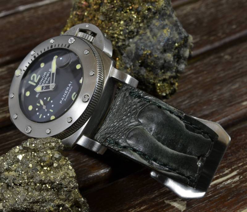 Ma Uhrenarmband 26 24 22 Mm Genuine Ostrich Leg Skin Green Matte Passt Für Panerai Breitlingschönrolex Etc Handmade Spain von MANSAREA